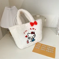 kawaii hello kitty spring new fashion plush youth cute girl portable small square bag hand carrying fashion girls bag