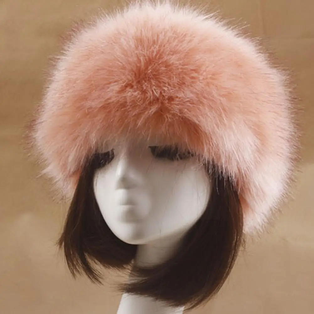 

14 Colors Faux Fur Headband Women Winter Hats Warm Fluffy Bomber Fur Caps Girl Ski Ear Outdoor Earmuff Warmer Russian Faux E5K1