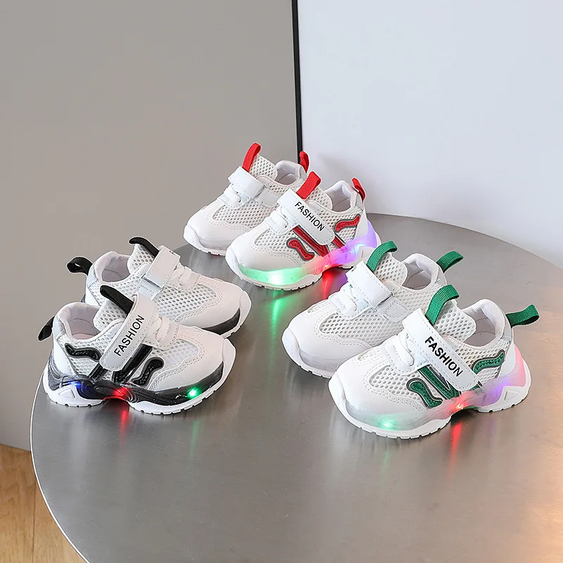 

Новинка 2022, детские кроссовки со светодиодной подсветкой, детская сетчатая обувь, дышащая Спортивная обувь для мальчиков и девочек, обувь д...