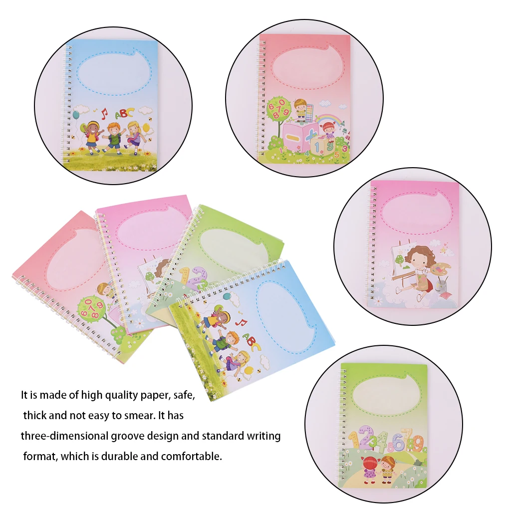 

4pcs set Handwriting Copybook Preschool Calligraphy Practice Book Student Kid Educational Supplies