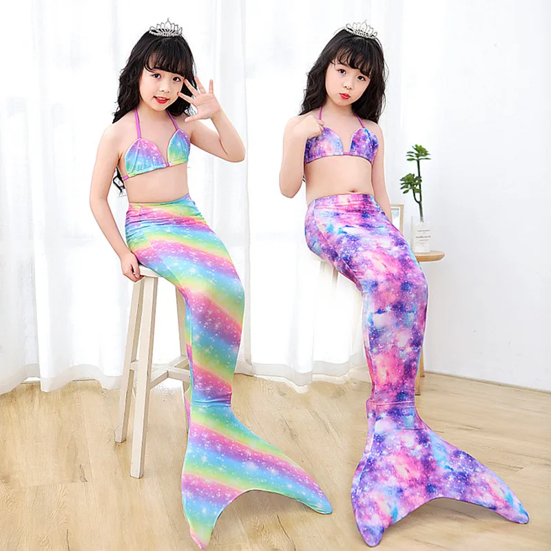 

Girls Tail Mermaid Tails Kids Swimsuit Costumes With Monofins Bikini Swimming Cosplay Little Mermaid tail for Children Swimwear