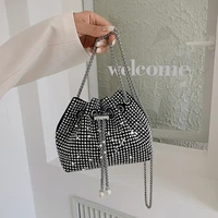 full diamond bucket bag female 2022 new fashion style chain single shoulder diagonal diamond belt luxury designer handbag