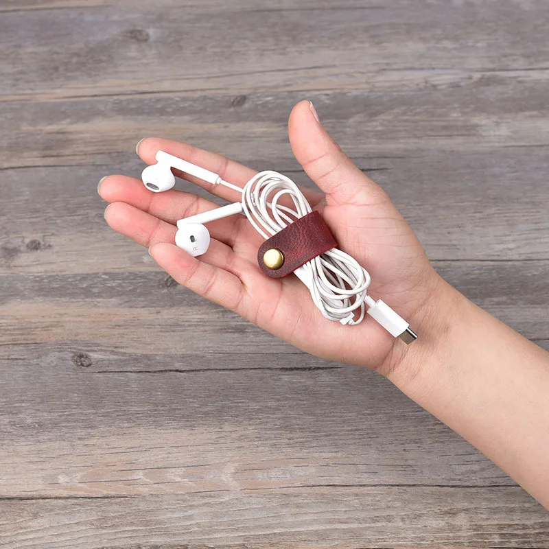 Держатель для кабеля из натуральной кожи