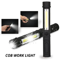 1x cob led portable mini pen work light emergency lights maintenance lighting torches magnetic base used for car camping cycling