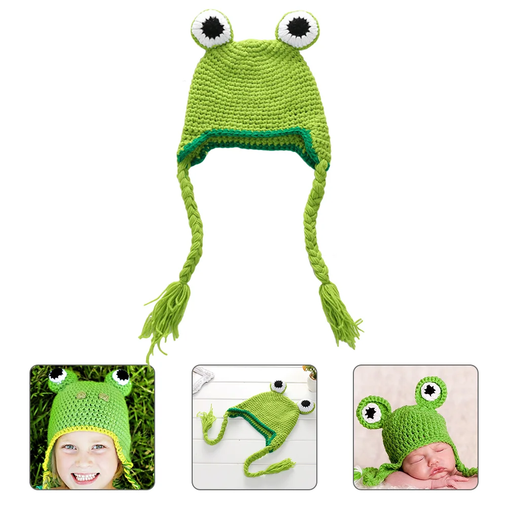 

Cartoon Frogs Hat Knitting Woolen Hat Baby Headwear Newborn Photo Prop