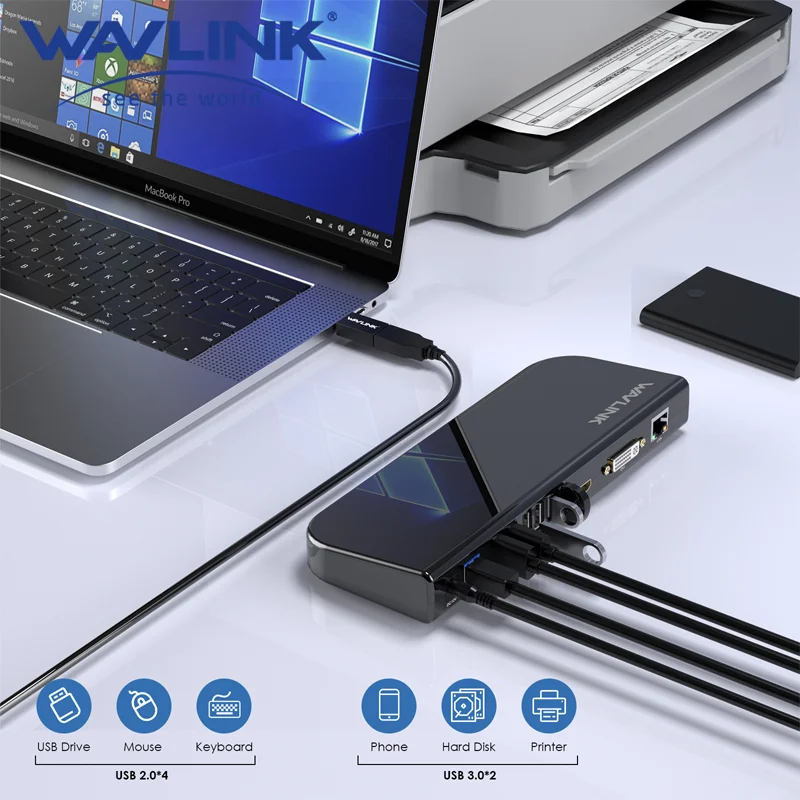 

Wavlink USB 3.0 Universal Docking Station 13-in-1 USB-C Hub Dual Monitor HDMI Gigabit EtherFor M1/M2 Mac Windows Thunderbolt 3&4