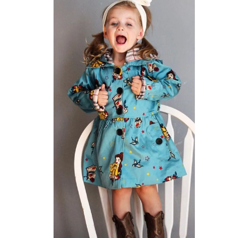 

Fashion Baby Girl Trench Jacket Children's Windbreaker Casaco Infantil Menina Long Spring Autumn Floral Kids Clothes Girls Coat