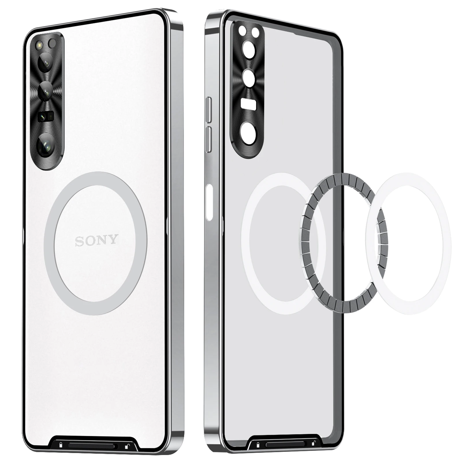 

Luxury Metal Frame Phone Case For Sony Xperia 1 V Case Magnetic Matte Back Cover Funda For Sony Xperia 1 IV Case