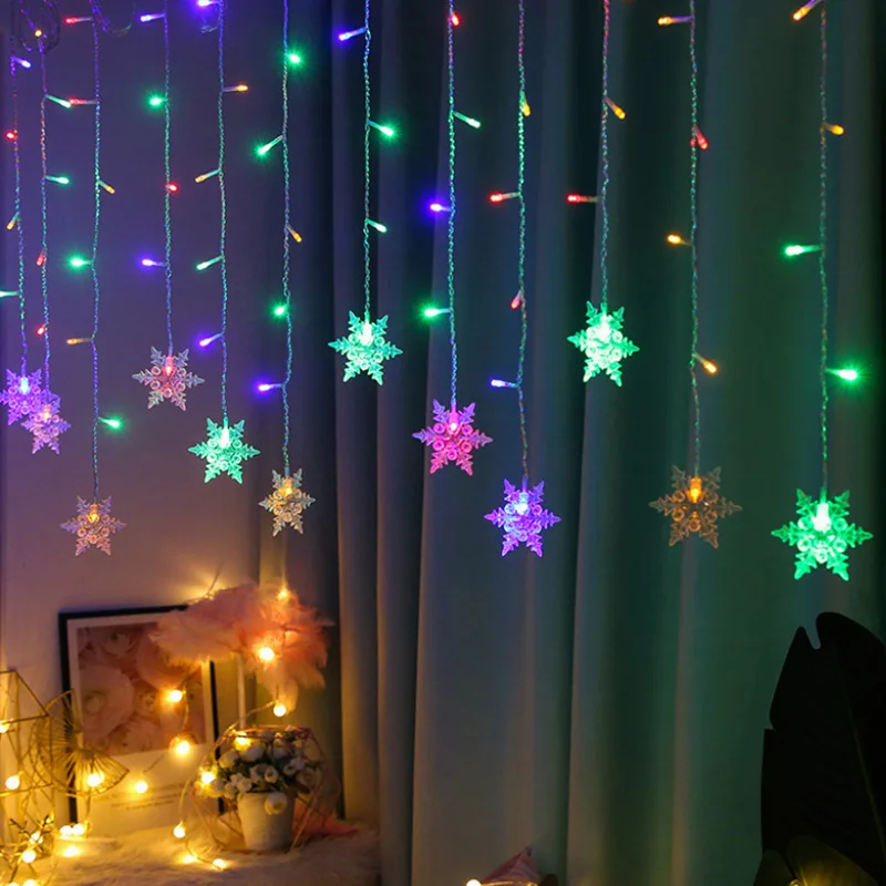 Christmas Snowflake LED String Lights Fairy Lights Curtain Lights Holiday Party New Year's Garland Decoration