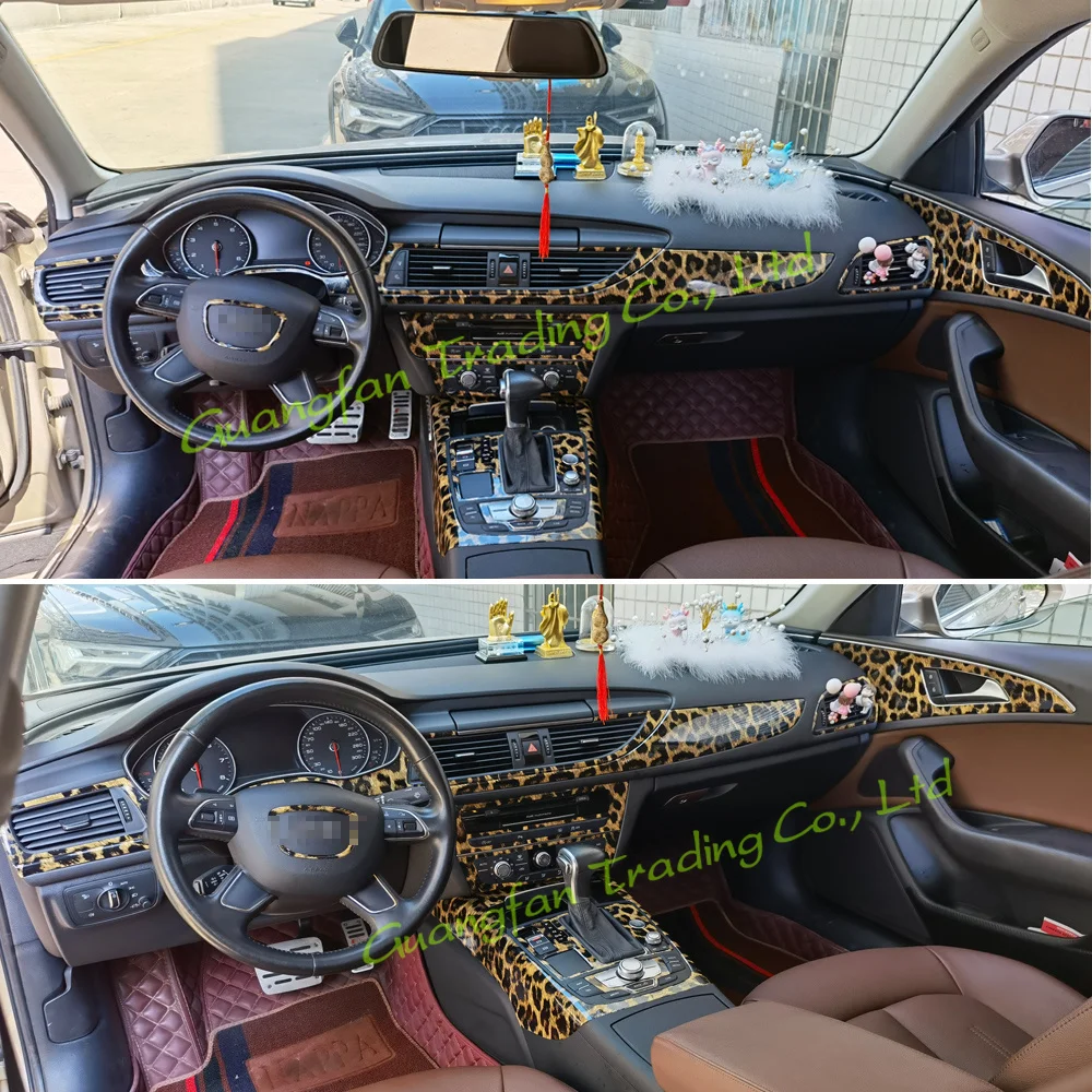 

3D/5D Carbon Fiber Car Interior Center Console Cover Color Change Molding Sticker Decals For Audi A6 C7 2012-2018