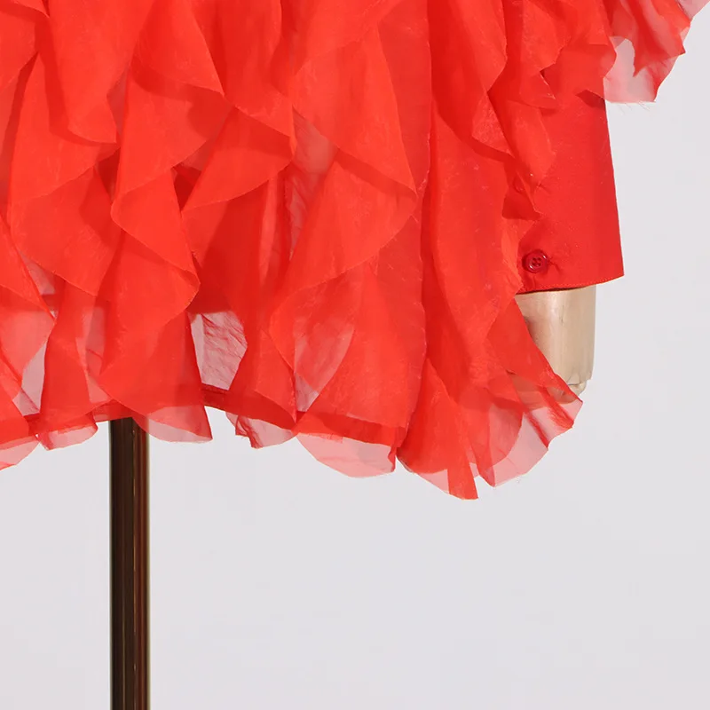 Женская блузка с оборками и длинным рукавом свободного покроя