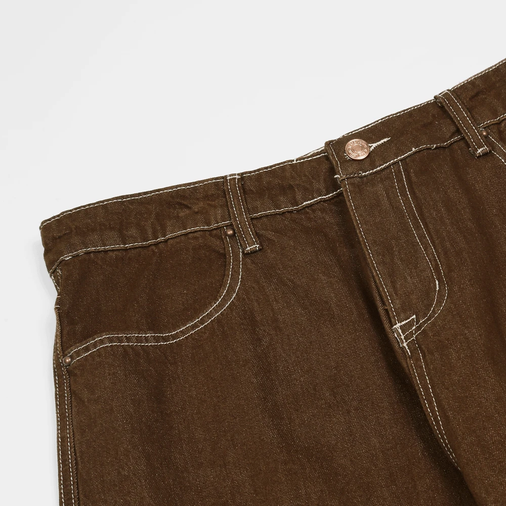 Mens Harajuku Patchwork Star Embroidery Ripped Loose Denim Jeans Trousers Straight Retro Washed Oversized Streetwear Baggy Pants