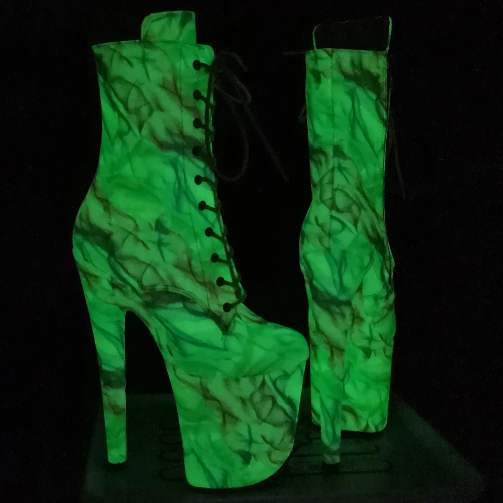 Leecabe Glitter Night Light UPPER 20CM/8Inch Women's Platform disco party High Heels Shoes Pole Dance boot