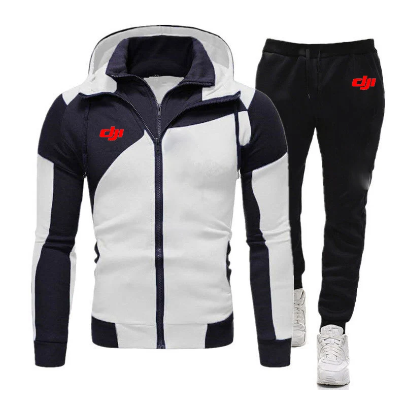 

Dji Professional Pilot Drone Print Men Zipper Jacket Suit Running Sports Tracksuits Autumn Long Sleeve Hoodie+Sweatpants Man Set