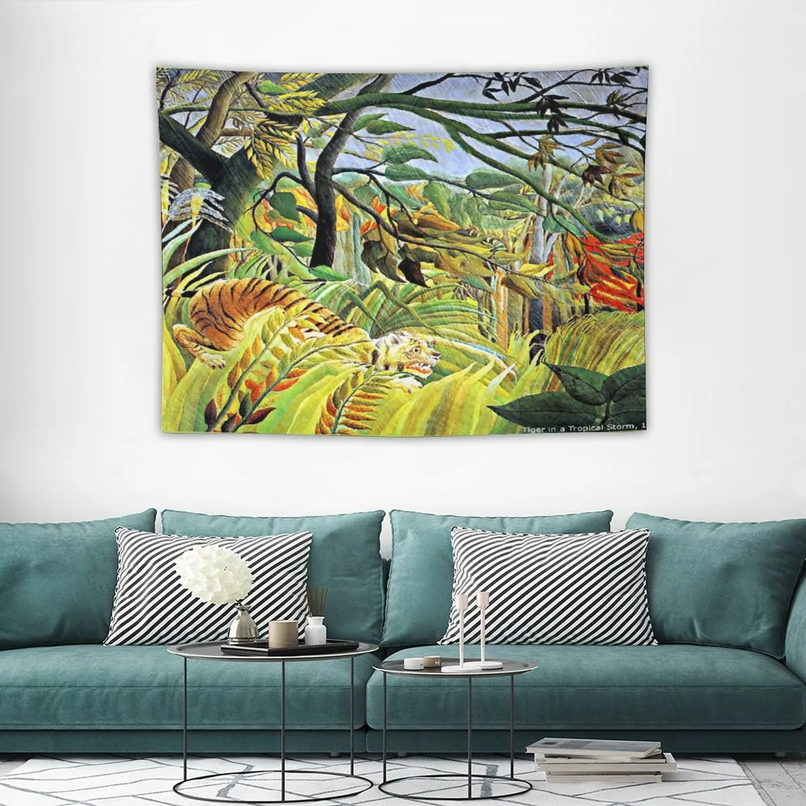 

Christmas Decoration News Tree Rousseau - Tiger in A Tropical Surprised, Popular Painting Tapestry Wall Decoration Items Wall
