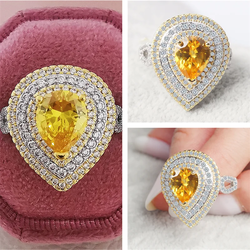 

2022 new luxury pineapple silver ring female engagement luxury high-end full diamond ring anniversary gift jewelry wholesale