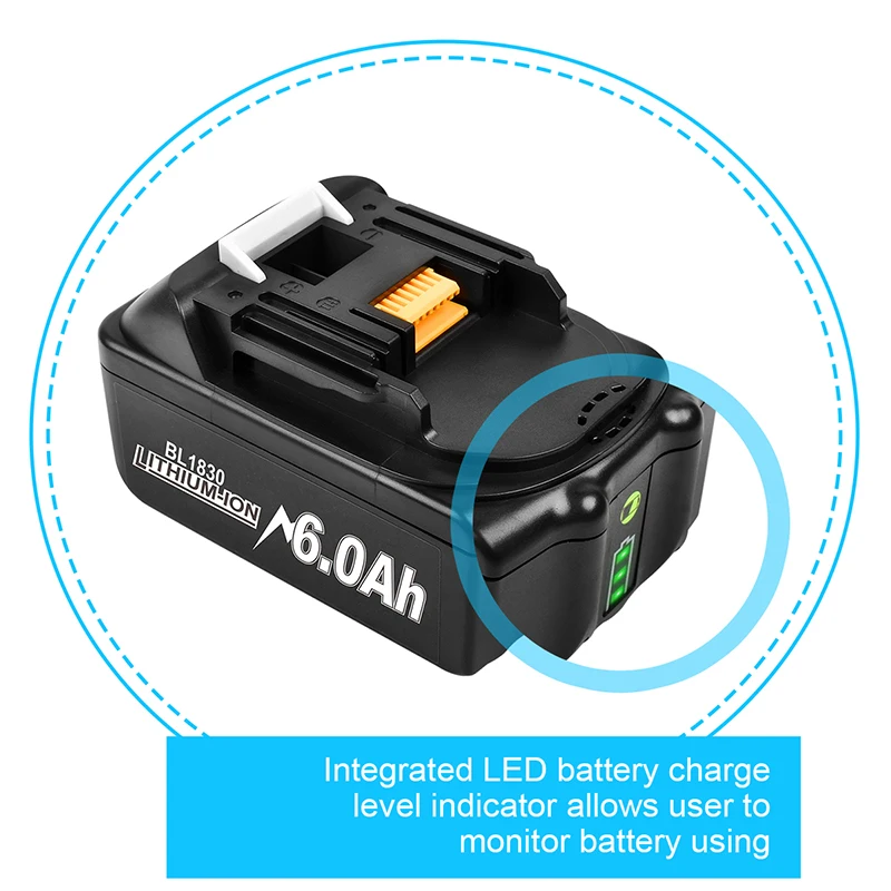 BL1830 6000MAH Battery For MAKITA 18V Lithium-ion Battery Replacement  BL1860 BL1880 BL1830 BL1850 BL1860B Rechargeable Battery