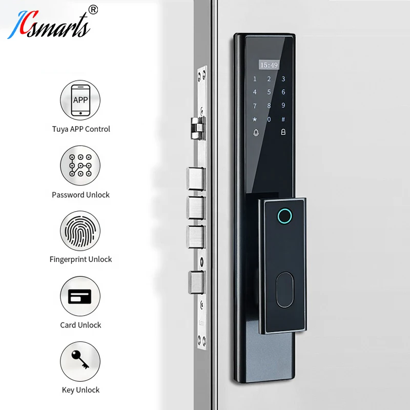 

Умный дом Tuya, Wi-Fi, электронный автоматический биометрический замок с сенсорной клавиатурой, клавишами считывания карт и отпечатком пальца