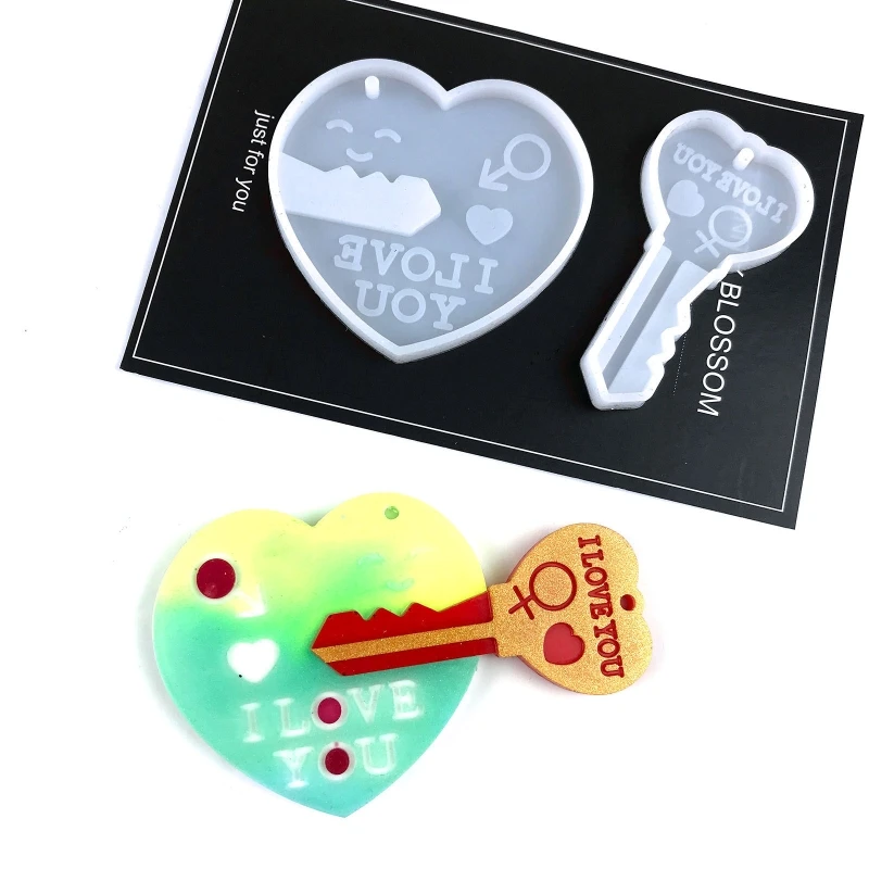 

Creative Handmade Lovers Lock Keychain Epoxy Resin Mold Earrings Pendant Silicone Mould DIY Crafts Jewelry Necklace Casting Tool