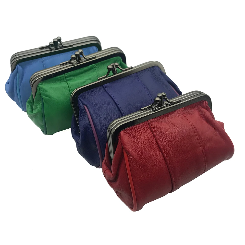 NICOLE & CO Mini Coin Purse Women Genuine Leather Sheepskin Key Wallet Original New Men Metal Hasp Card&ID Holder Bag Money Clip