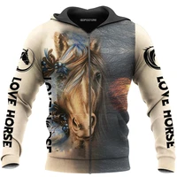 drop shipping autumn hoodies beautiful horse 3d printed mens sweatshirt unisex streetwear zipper pullover casual jacket 23