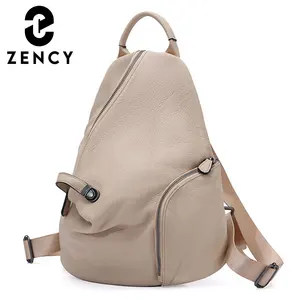 Женский рюкзак Zency из 100% кожи на лето 2023, классический черный школьный рюкзак для студентов, женский рюкзак высокого качества с застежкой-молнией