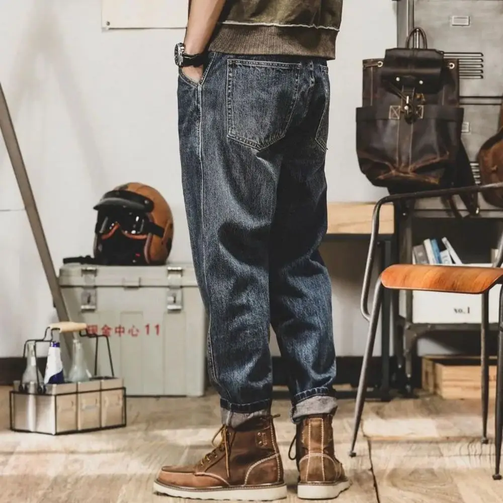 Men's Jeans Retro Straight Street Fashion Wide Leg Pants Loose Casual American Style Ami Khaki Wash Loose Jeans High Quality