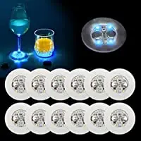 

Ahier 12 Pcs LED Coasters for Drinks, Led Bar Coaster Bottle Light Sticker Perfect for Party, Wedding, Bar (Blue)