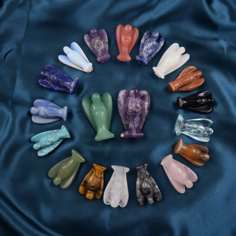 

Angel Figurine Stone Carved Crafts Natural Gemstone Decor Crystal Healing Reiki Quartz aquarium Room Decoration Birthday Gifts