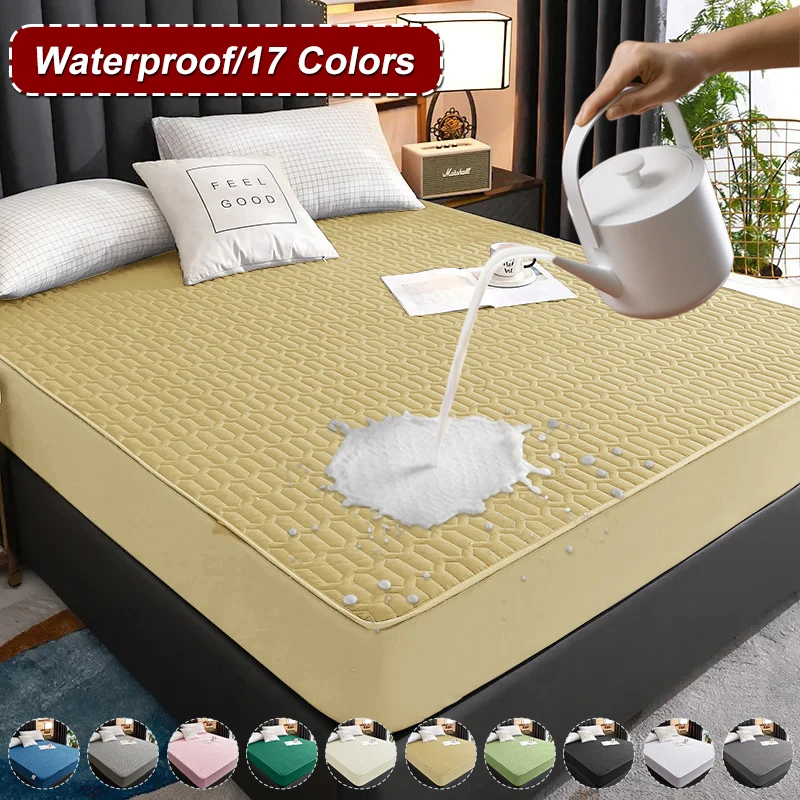 

100% Waterproof Bedspread On The Bed King Size Bed Covers Quilted Mattress Pad Adjustable Fitted Sheet Protector 90/160/180x200