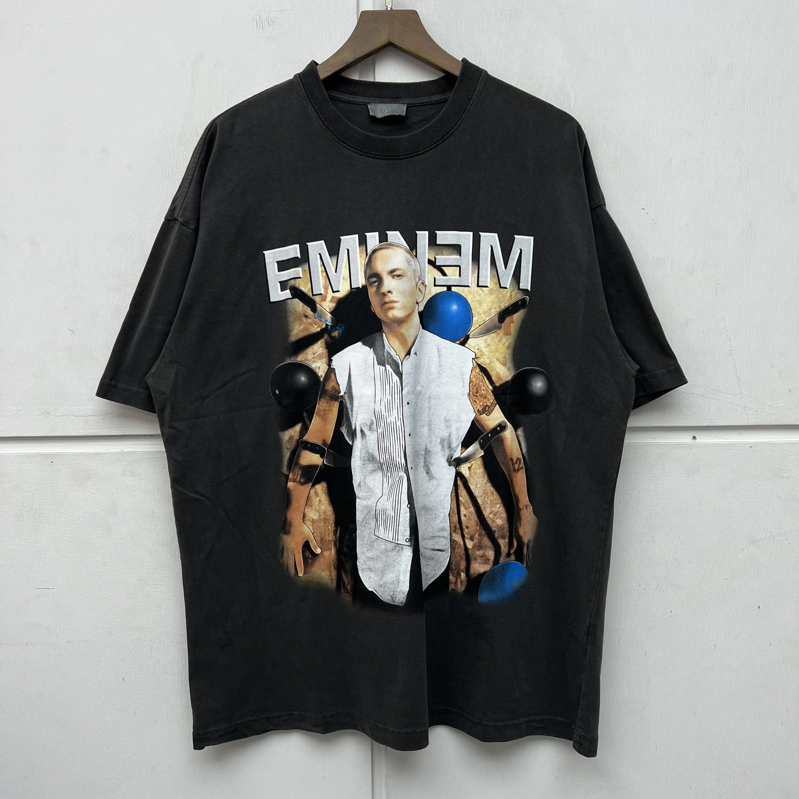 

European and American fashion brand couple retro short sleeve T-shirt men's letter printed cotton breathable half sleeve short T