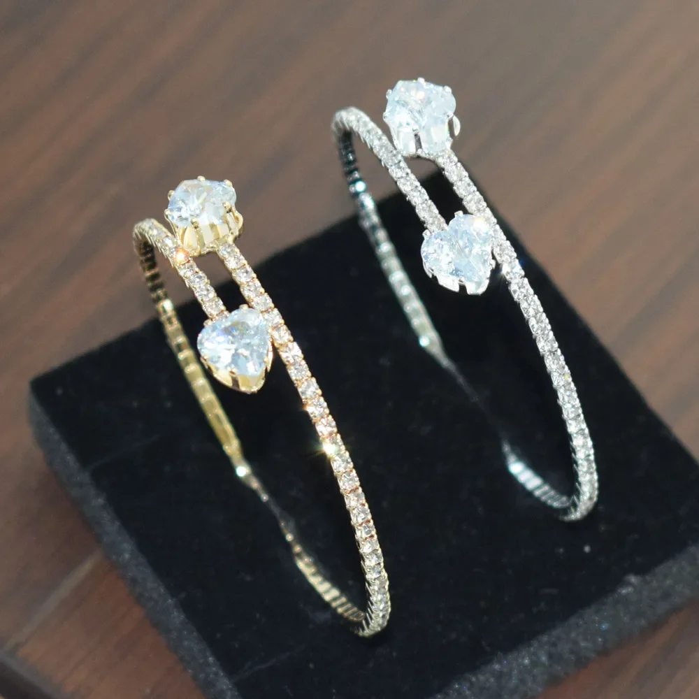 Модный женский открытый браслет из ювелирных изделий сплава с однорядными