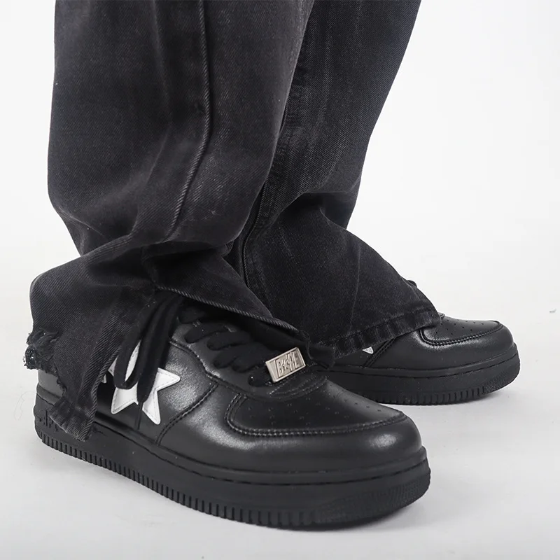 Men's Black Jeans Straight Slim Jeans Trendy Split Korean Style Y2K Pants Ins Hot Sale Men Designer Jeans for Men Hip Hop Jeans