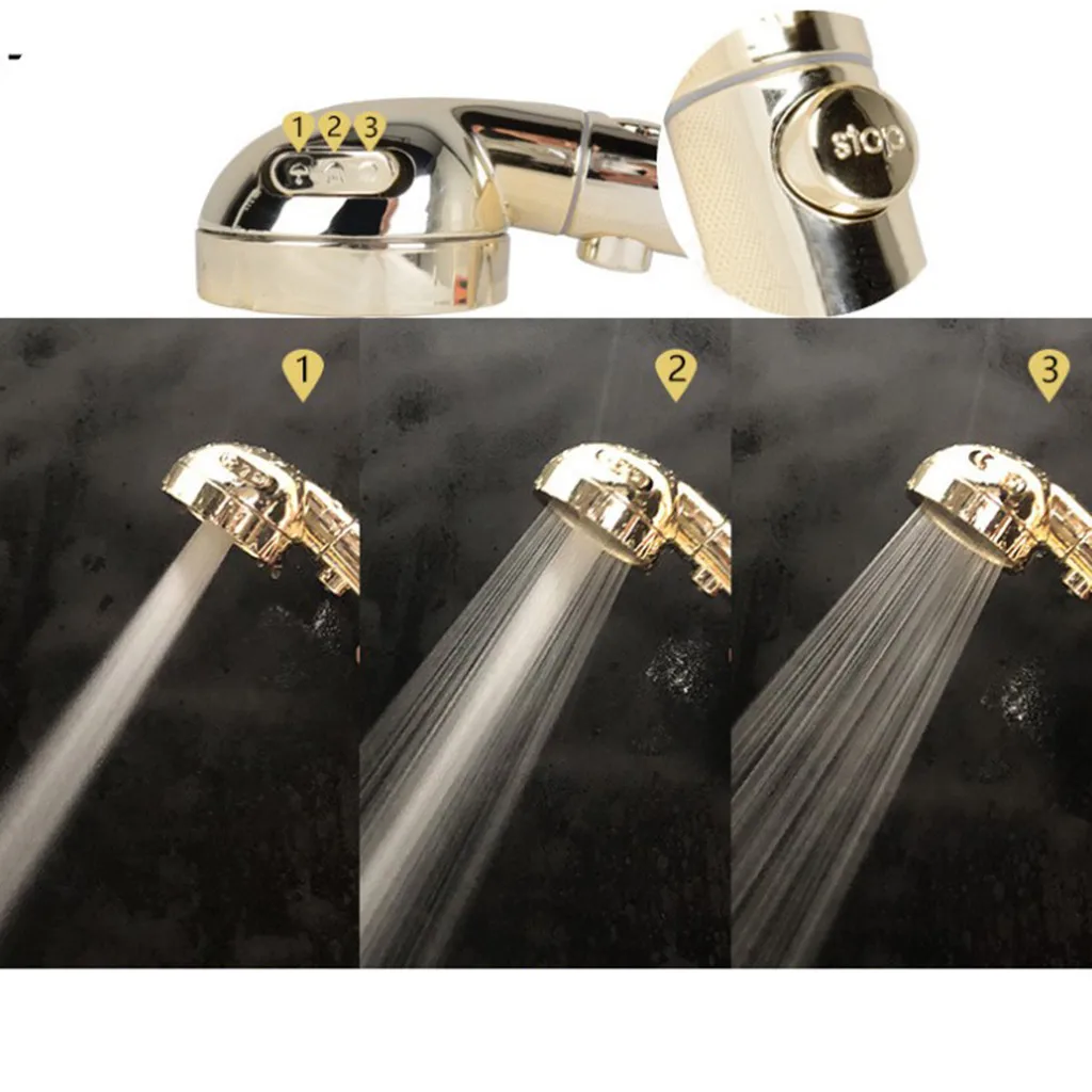

Gold Household Bathroom Sprinkler The 3-In-1 High Pressure Showerhead Shower Three-speed Pressurized Water Shower Shower Head