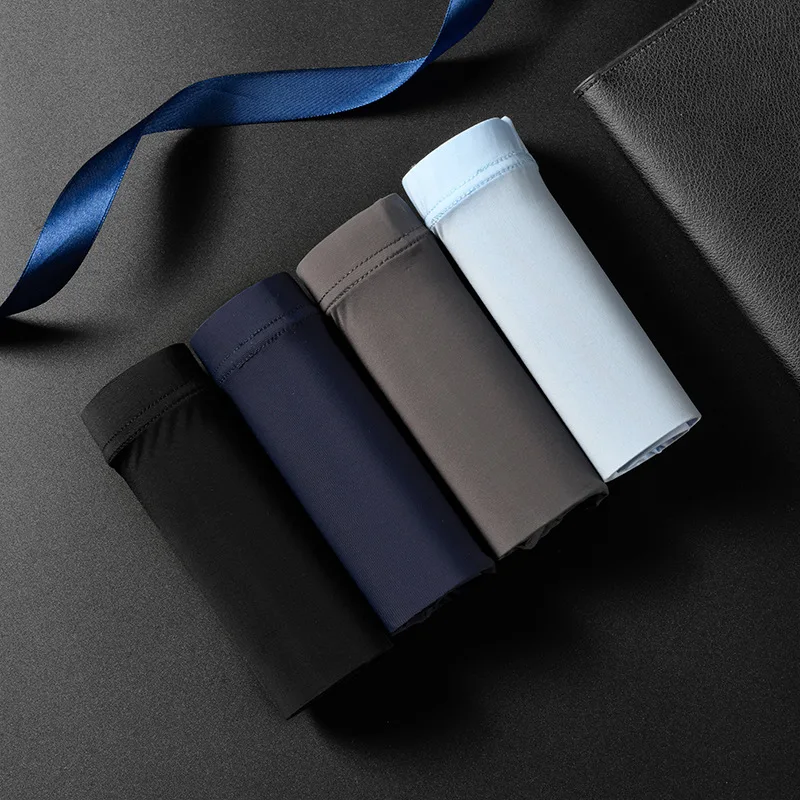 3Pcs Men Ice Silk Seamless Panties Sexy Boxers Shorts Male Ultra-thin Breathable Boxer Briefs Underpants