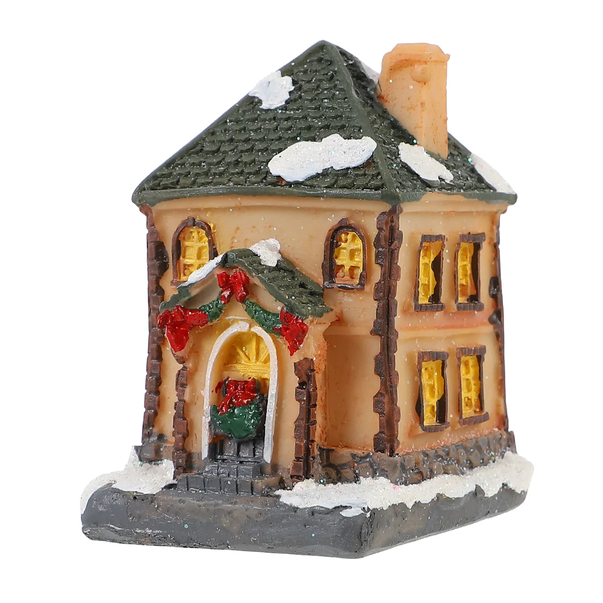 

1Pc Christmas Luminous House Creative Novel Warm Durable Snow Glowing Villa Resin Craft Xmas Gift