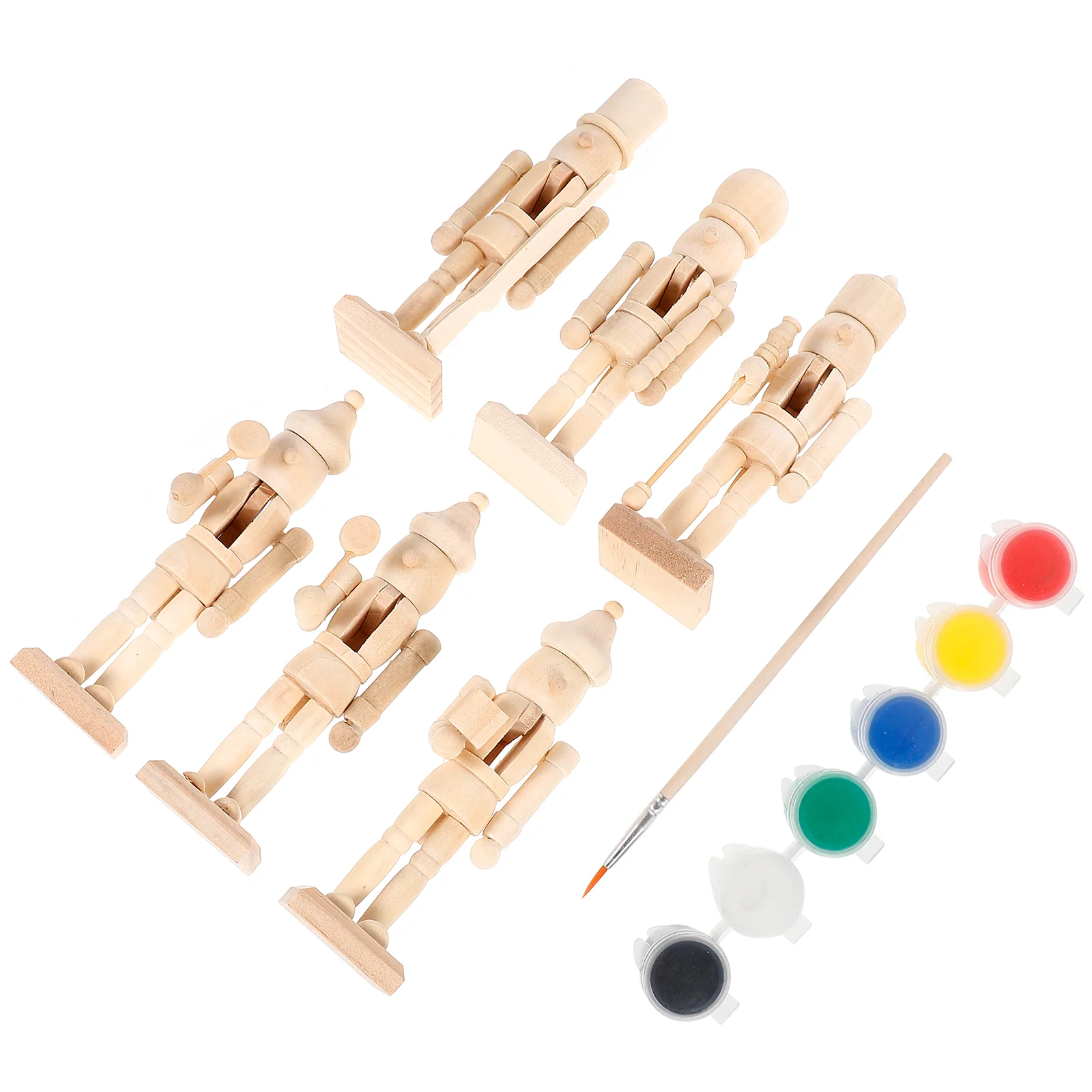 

Nutcracker Wooden Christmas Soldier Ornaments Puppet Figures Nutcrackers Decorations Wood Unpainted Figurines Diy Mini Set
