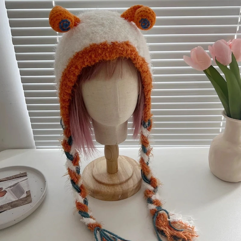 Осенне-зимняя смешная милая плюшевая шерстяная шапка с ушками для женщин