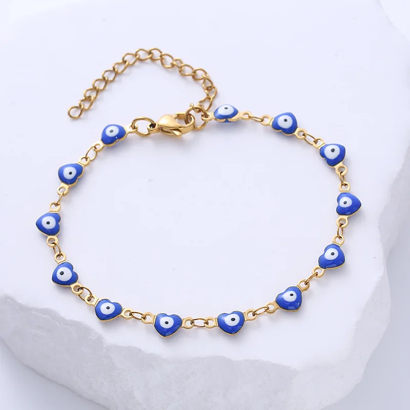 

Lucky Turkey heart Evil Eye Bracelet Colorful Red Blue Eye Aesthetic Jewelry For Women Simple charms bracelets party