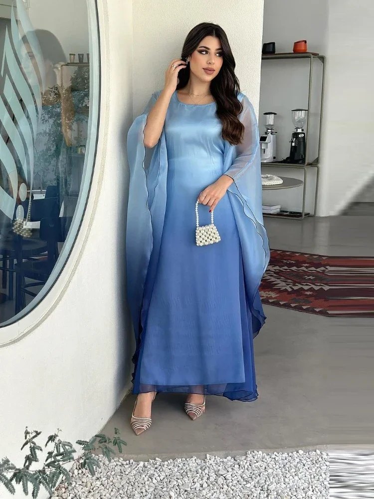 Летнее атласное длинное платье Абая для мусульманской вечеринки элегантное