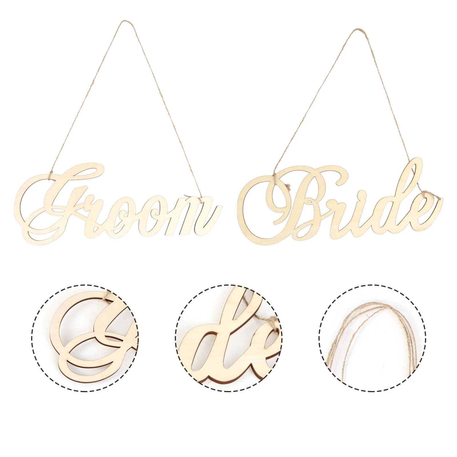 

2pcs Bride Groom Wedding Door Hanging Signs Engagement Hanging Pendants