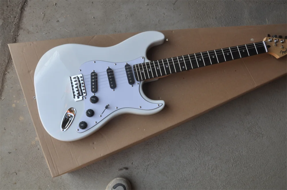 

New arrival High Quality Guitarra 39 inch White light blue Custom st Electric Guitar real photos in stock 202232