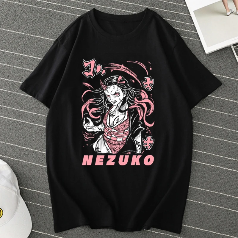 

2022 T-shirts Kimetsu No Yaiba Nezuko Kamado Summer Tee Harajuku Tops Demon Slayer Anime Manga T Shirt for Woman Men Clothing