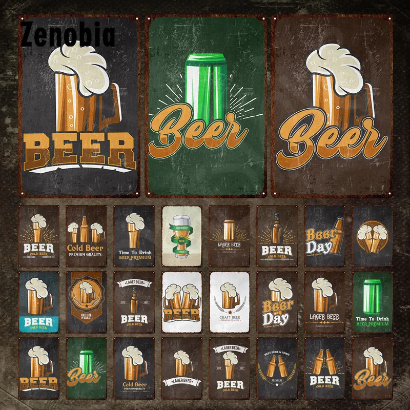 

Beer Day Metal Poster Premium Quality Cold Lager Beer Vintage Tin Sign Plaque Iron Painting Retro Metal Plate for Bar Pub Decor