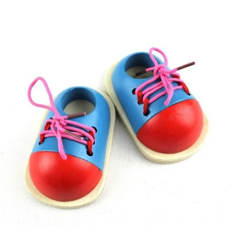

Shoelace Toys for Kids DIY Preschool Education Wear Shoes Wooden Handmade Children Creative Basic Life Skills Training Tools New