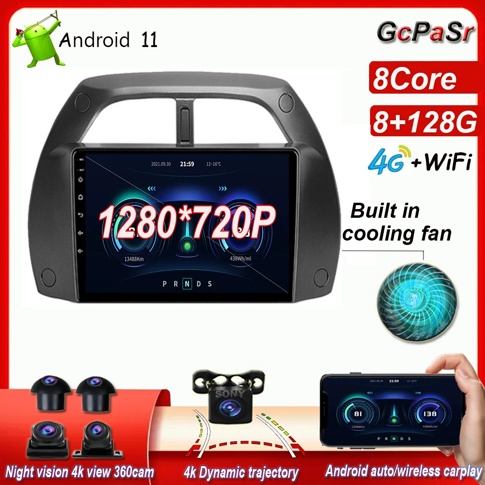 

DSP IPS Android 11 Dynamic trajectory For Toyota RAV4 2 CA20 CA20W XA20 2000 - 2003 Car Radio Multimedia Video Player Navigation