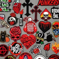 punk not dead embroidered patches for clothing stickers iron on patches stripes diy appliques patches on clothes stickers
