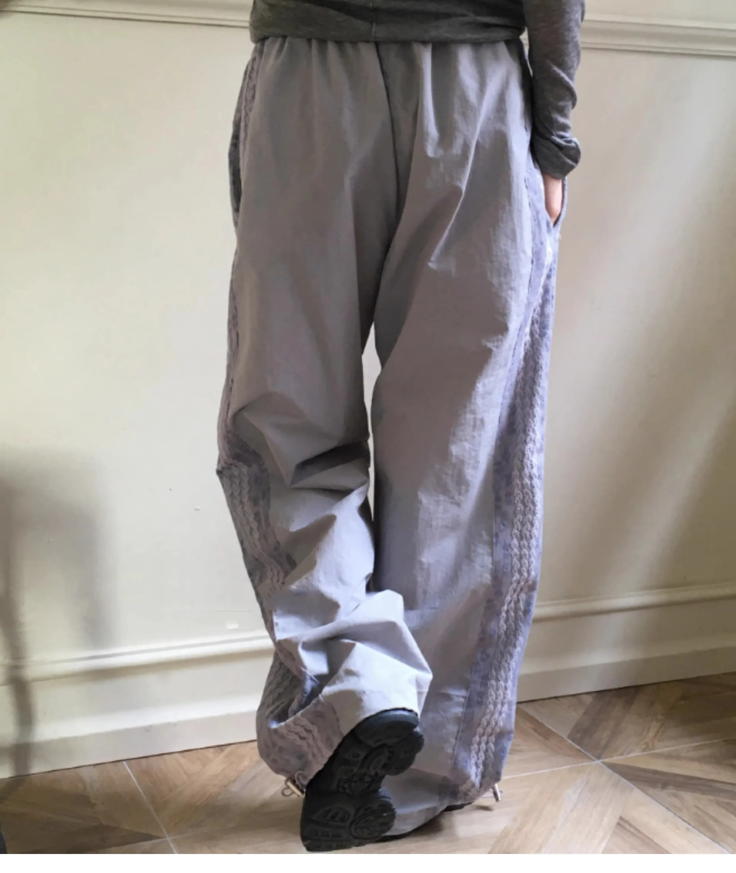 Корейские кружевные лоскутные повседневные нейлоновые широкие брюки kusхиты Etro Y2k