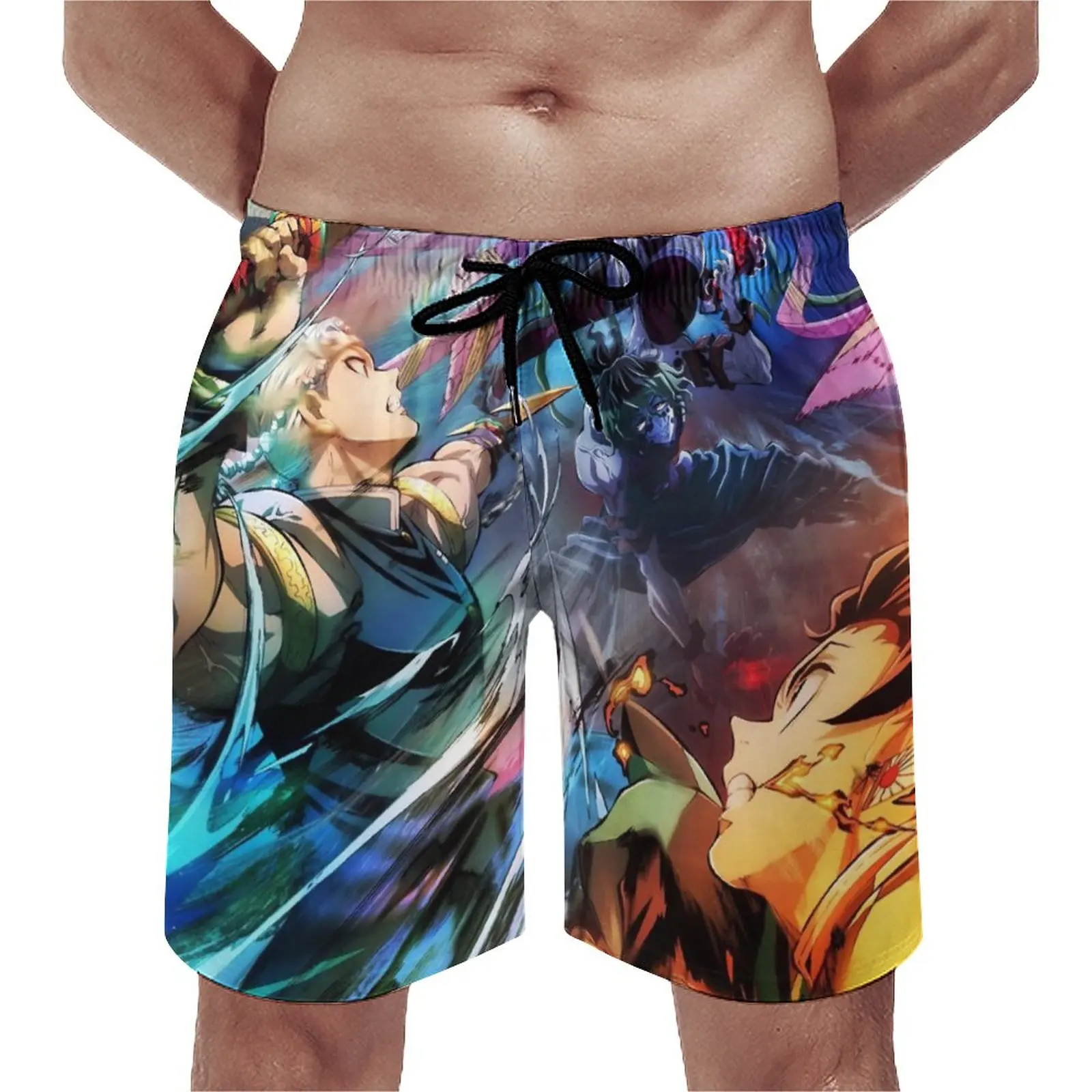 

Demon Slayer Board Shorts Kimetsu No Yaiba Vintage Beach Shorts Male Pattern Running Surf Quick Dry Swim Trunks Birthday Present