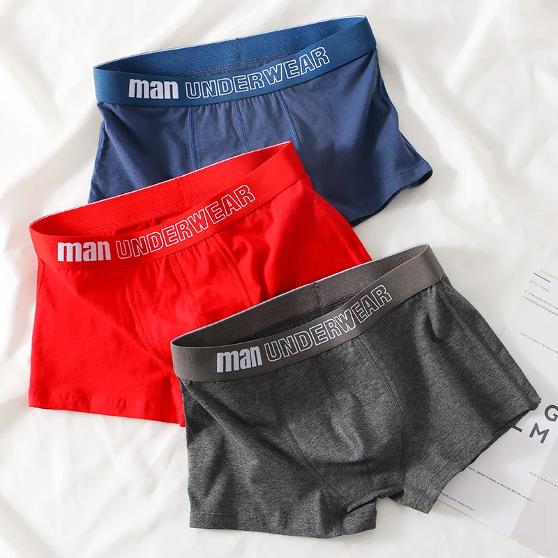 

Мужские трусы с выпуклым мешочком, модное мужское нижнее белье, однотонные хлопковые Молодежные трусы-боксеры, шорты со средней талией, популярные, удобные
